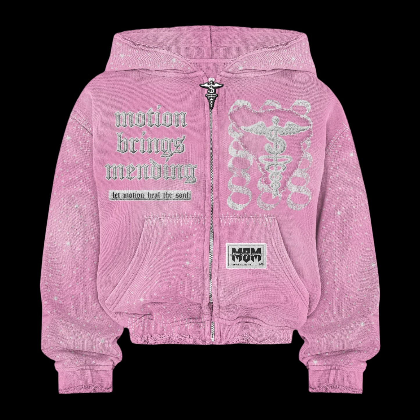 “Sherbert Pink” 888 Rhinestone Zip-Up