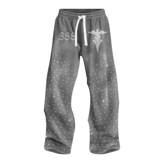 “LIGHT GREY” 888 RHINESTONE SWEATS