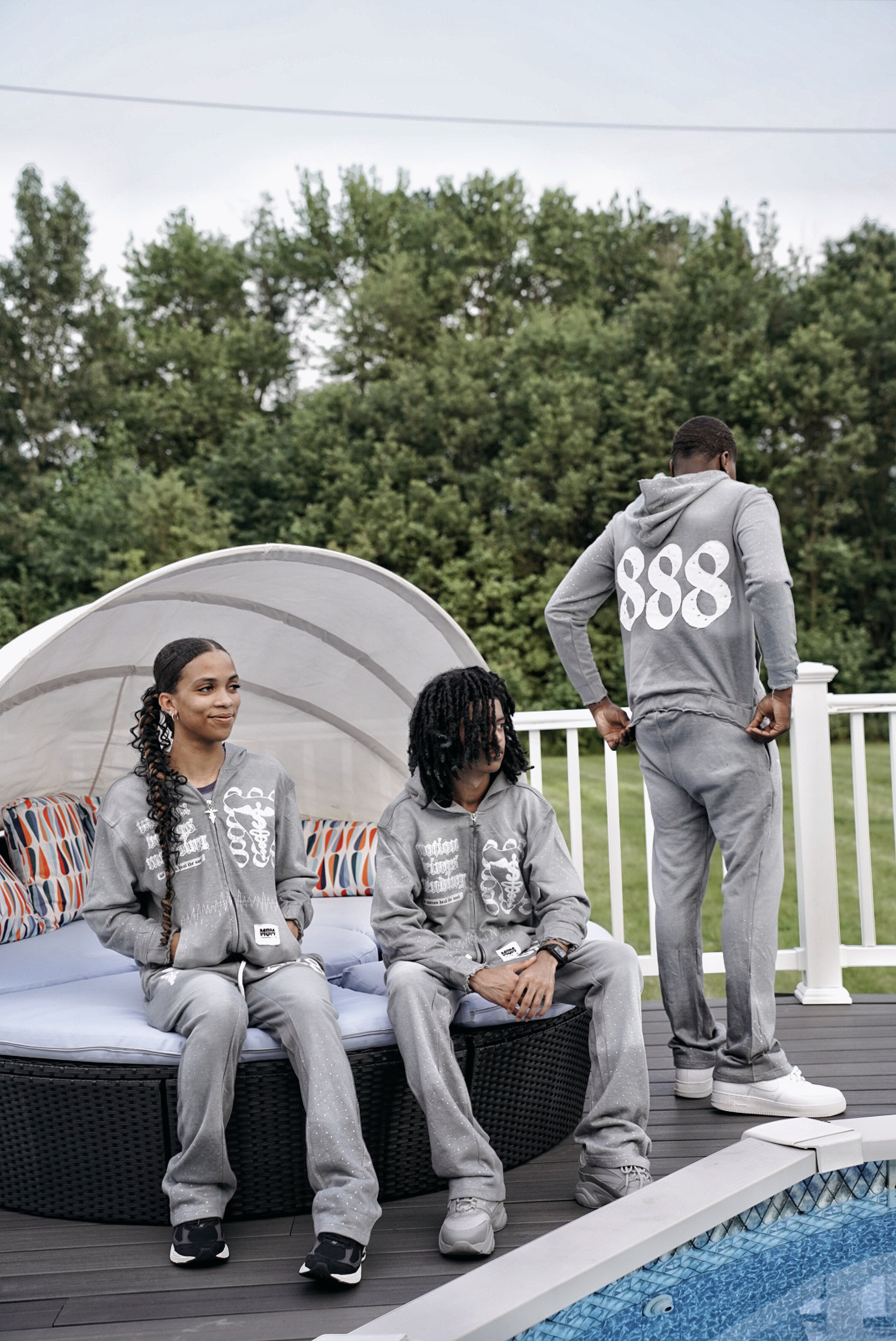 “LIGHT GREY” 888 RHINESTONE SWEATSUIT