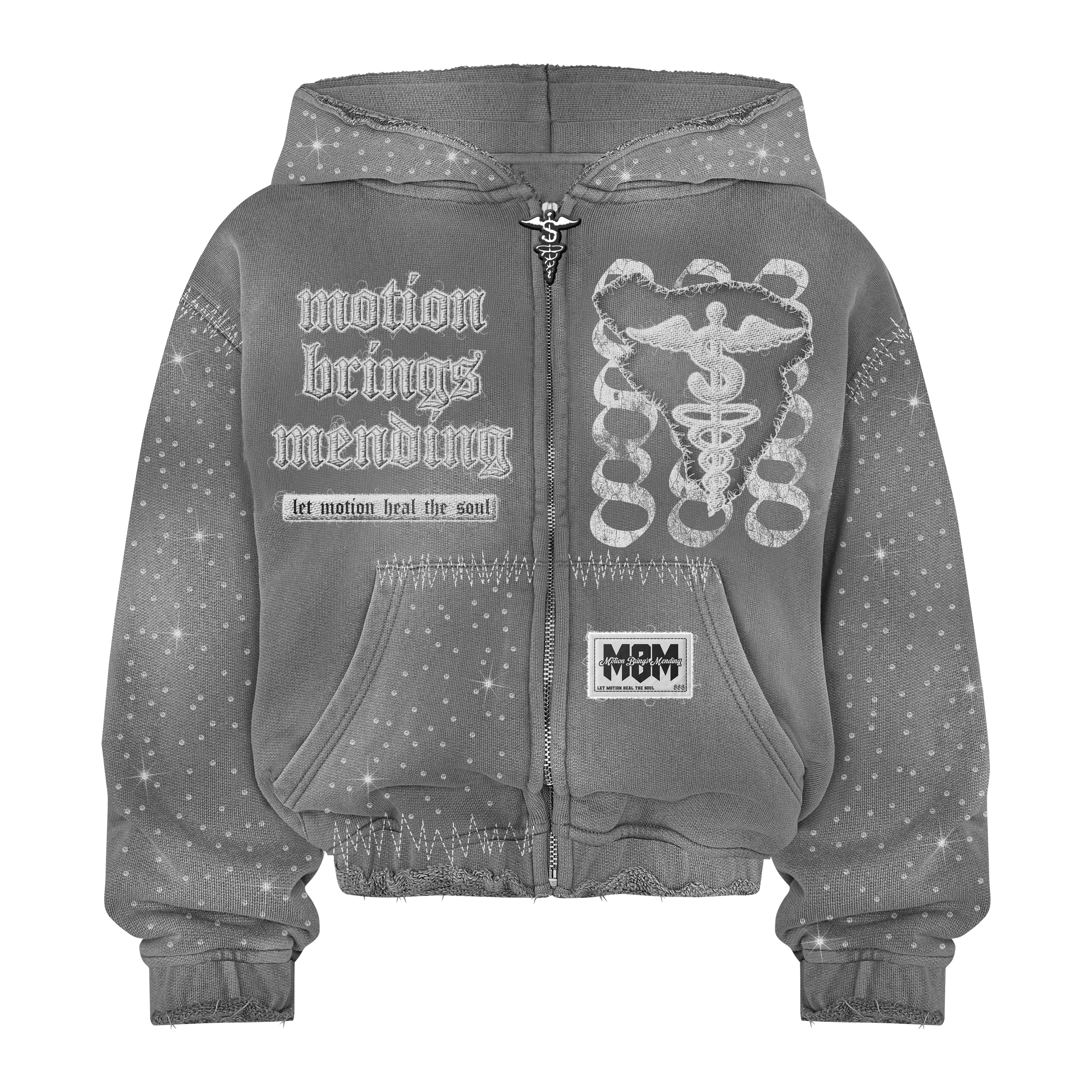 “LIGHT GREY” 888 RHINESTONE SWEATSUIT