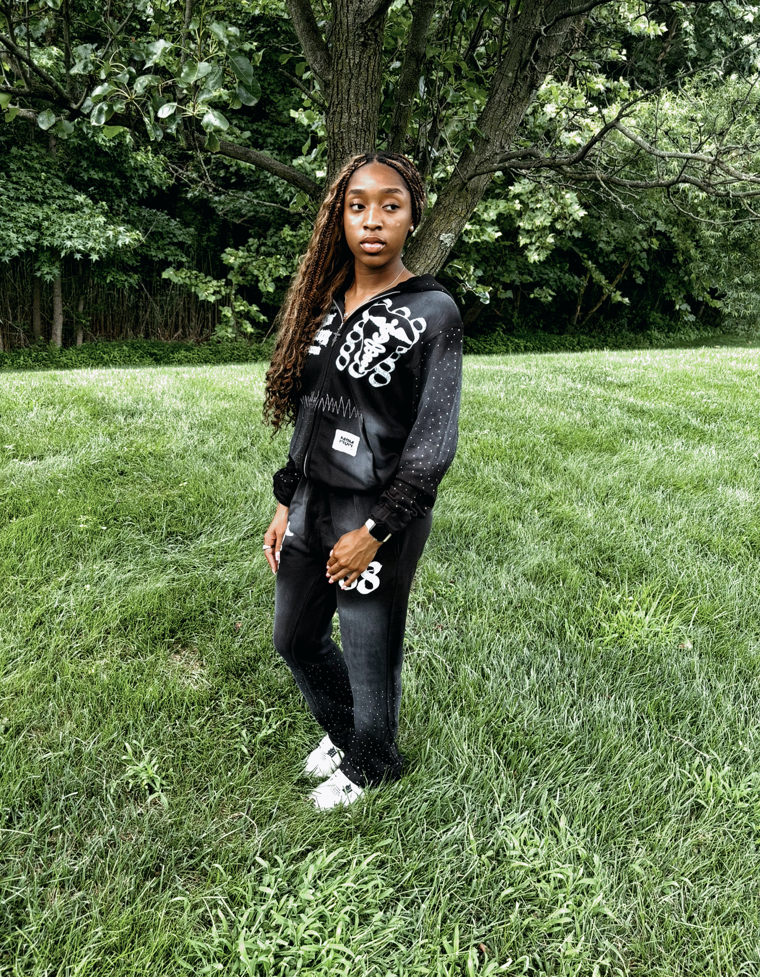 “ACID BLACK” 888 RHINESTONE SWEATSUIT